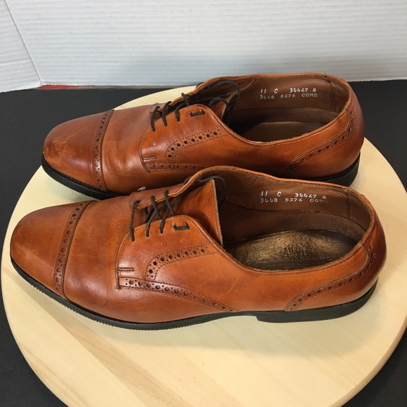 Allen Edmonds Benton 3448 Cap Toe Oxford Shoes Mens 11C Cognac Leather Vibram - Picture 5 of 10